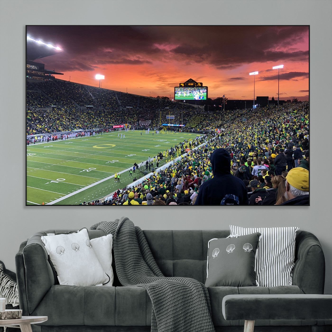SEG-FC-51X34_Oversize - Eugene Autzen Stadium Canvas Wall Art Print – Sunset Over Iconic Football Field Wall Decor for Home