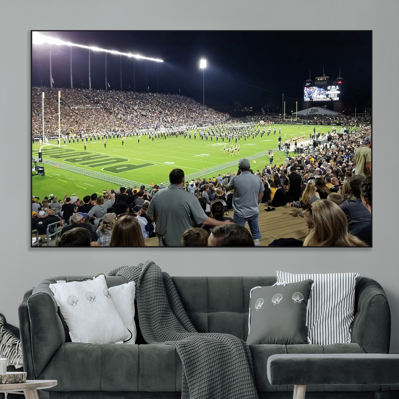 SEG-FC-51X34_Oversize - Purdue University Boilermakers Football Team Print - West Lafayette Ross-Ade Stadium Wall Art Canvas