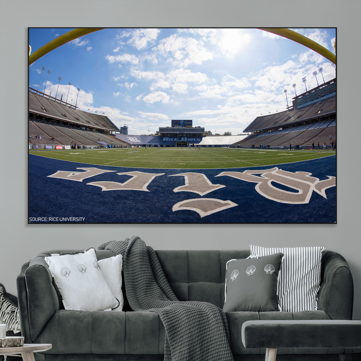 SEG-FC-51X34_Oversize - Rice University Owls Football Team Print - Houston Rice Stadium Wall Art Canvas Print