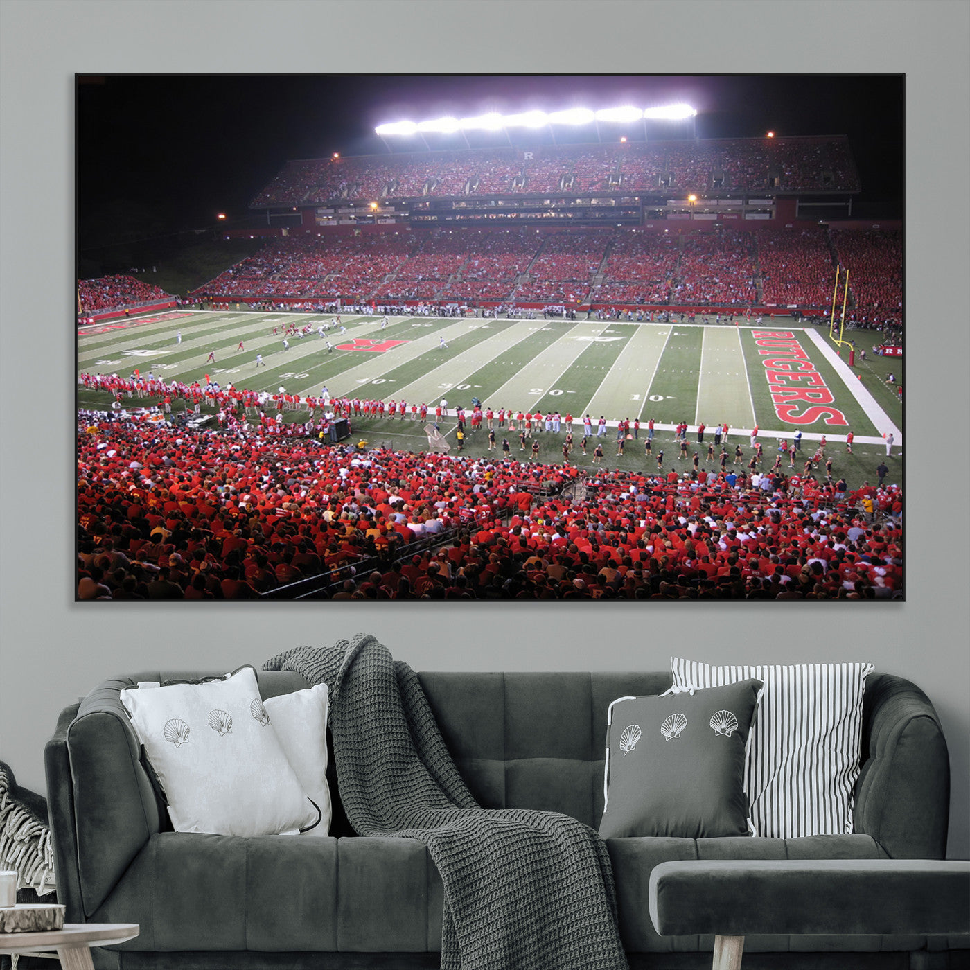 SEG-FC-51X34_Oversize - Rutgers University Scarlet Knights Football Team Print - Piscataway SHI Stadium Wall Art Canvas