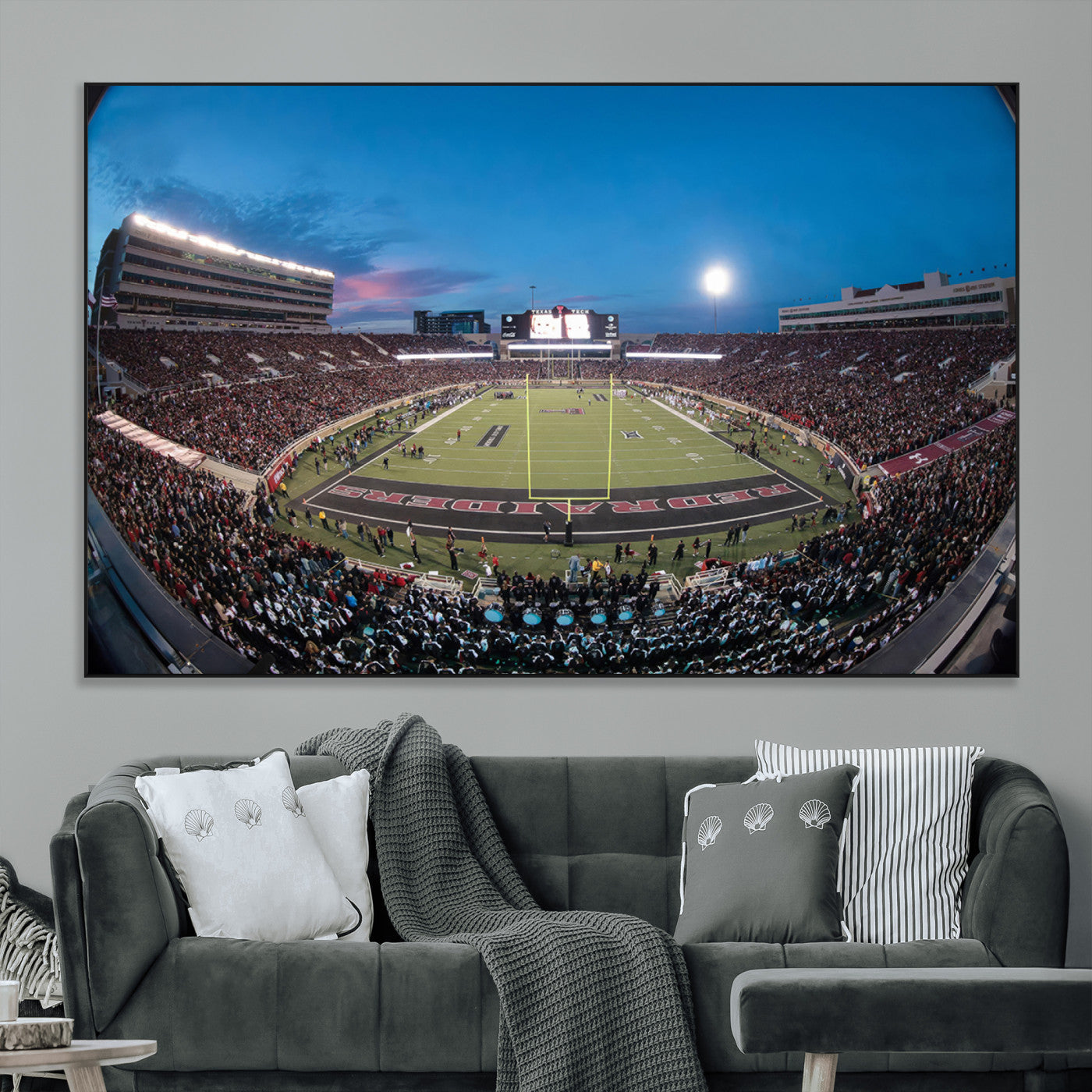 SEG-FC-51X34_Oversize - Texas Tech Red Raiders Canvas, Framed Football Team Print - Lubbock Jones AT&T Stadium Wall Art