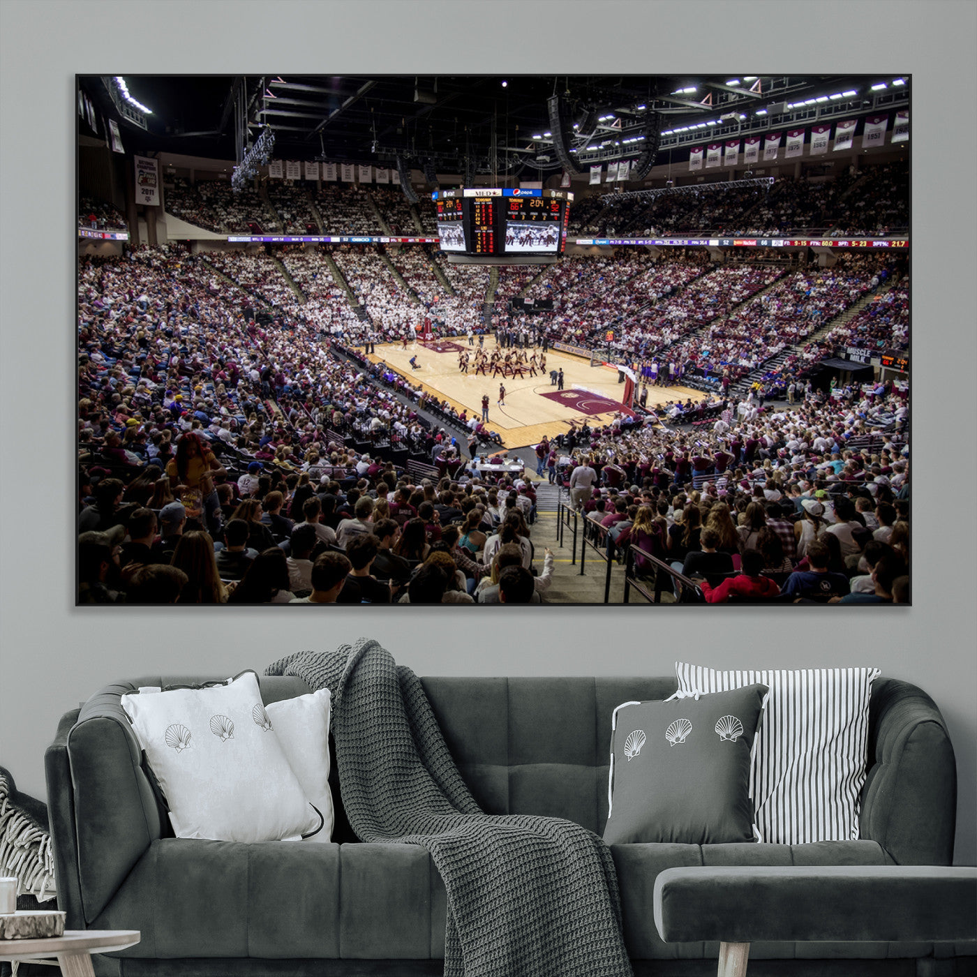 SEG-FC-51X34_Oversize - University of Nebraska Cornhuskers Basketball Team Print - Lincoln Red Arena Wall Art Canvas Print