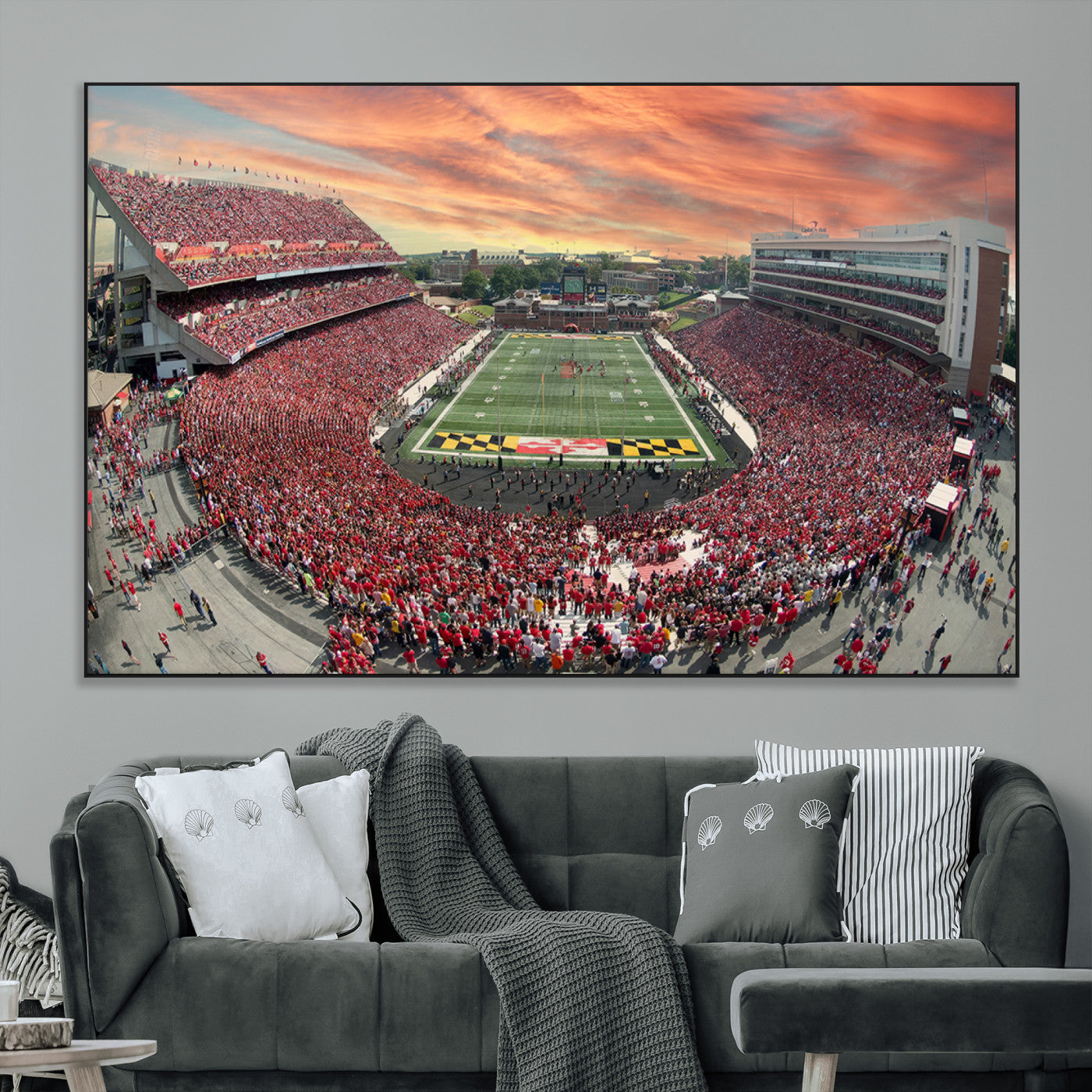 SEG-FC-51X34_Oversize - University of Maryland Terrapins Football Team Print - College Park SECU Stadium Wall Art Canvas