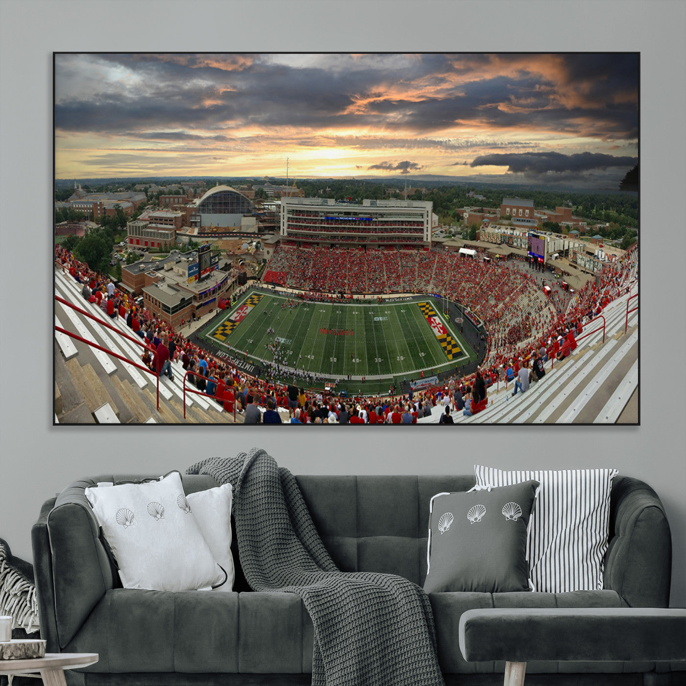 SEG-FC-51X34_Oversize - University of Maryland Terrapins Football Team Print - College Park SECU Stadium Wall Art Canvas