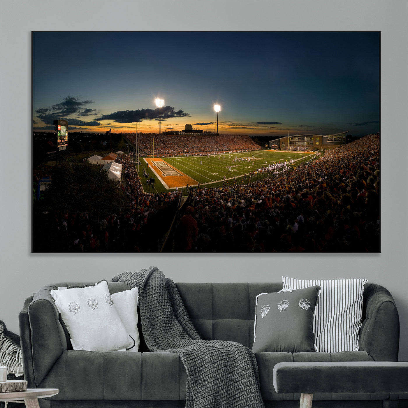 SEG-FC-51X34_Oversize - Ball State Cardinals Football Team Print - Muncie Scheumann Stadium Wall Art Canvas Print