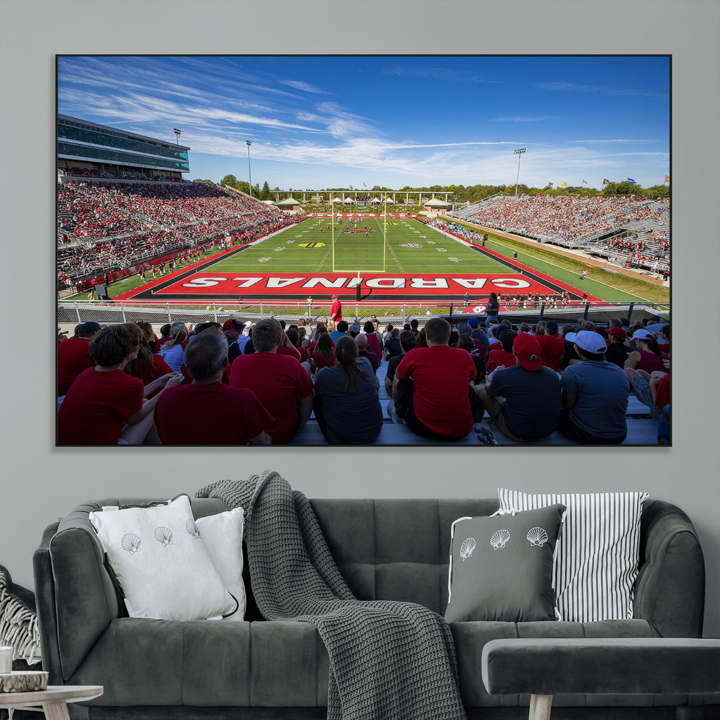 SEG-FC-51X34_Oversize - Ball State Cardinals Football Team Print - Muncie Scheumann Stadium Wall Art Canvas Print