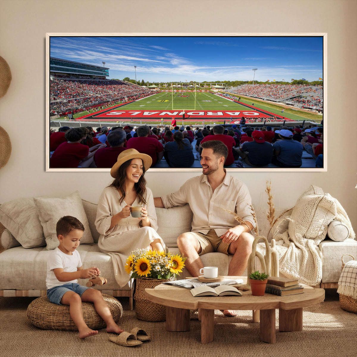 71475-PAN-FL-20X10 - Ball State Cardinals Football Team Print - Muncie Scheumann Stadium Wall Art Canvas Print