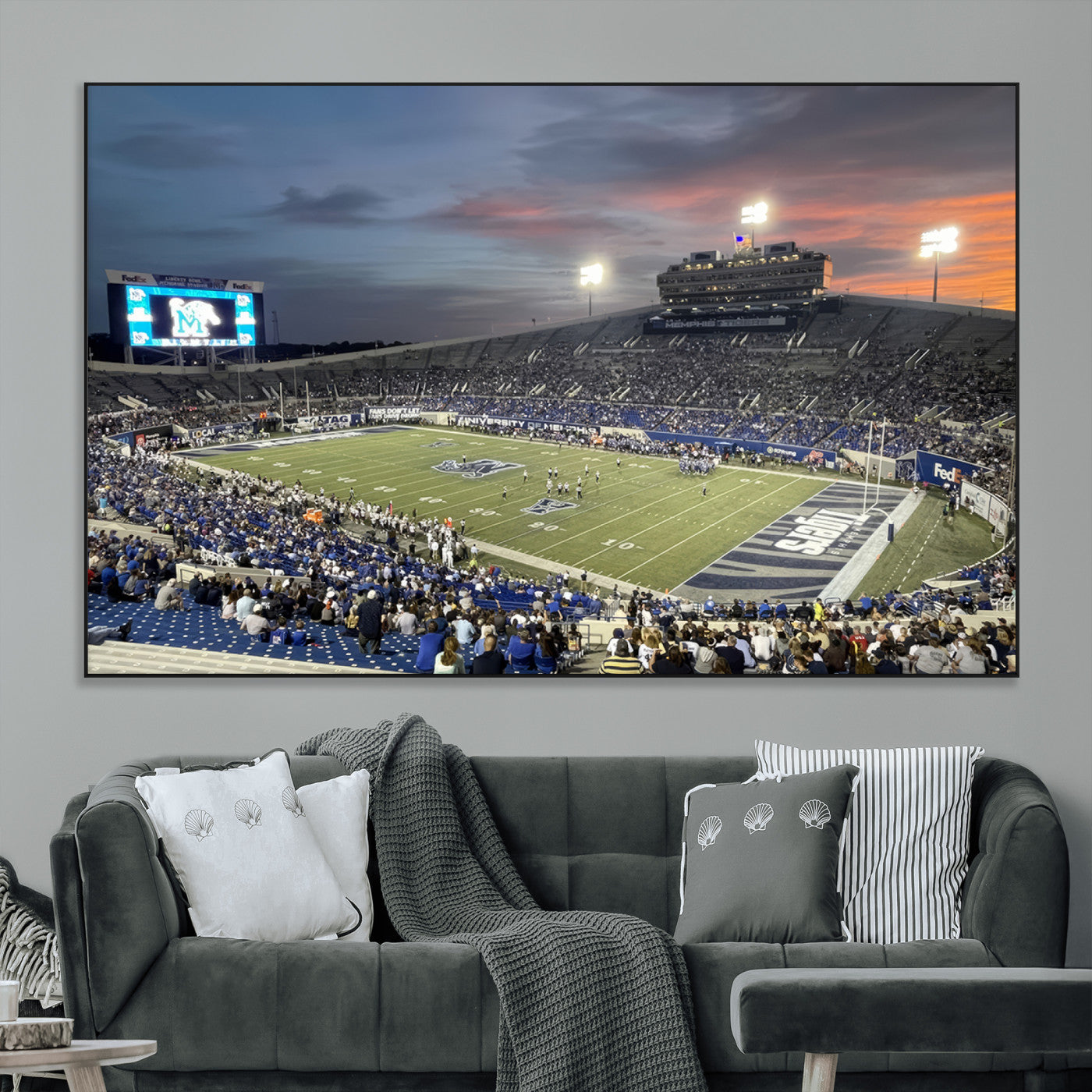 SEG-FC-51X34_Oversize - Memphis Tigers Football Team Print - Memphis Simmons Bank Liberty Stadium Wall Art Canvas Print