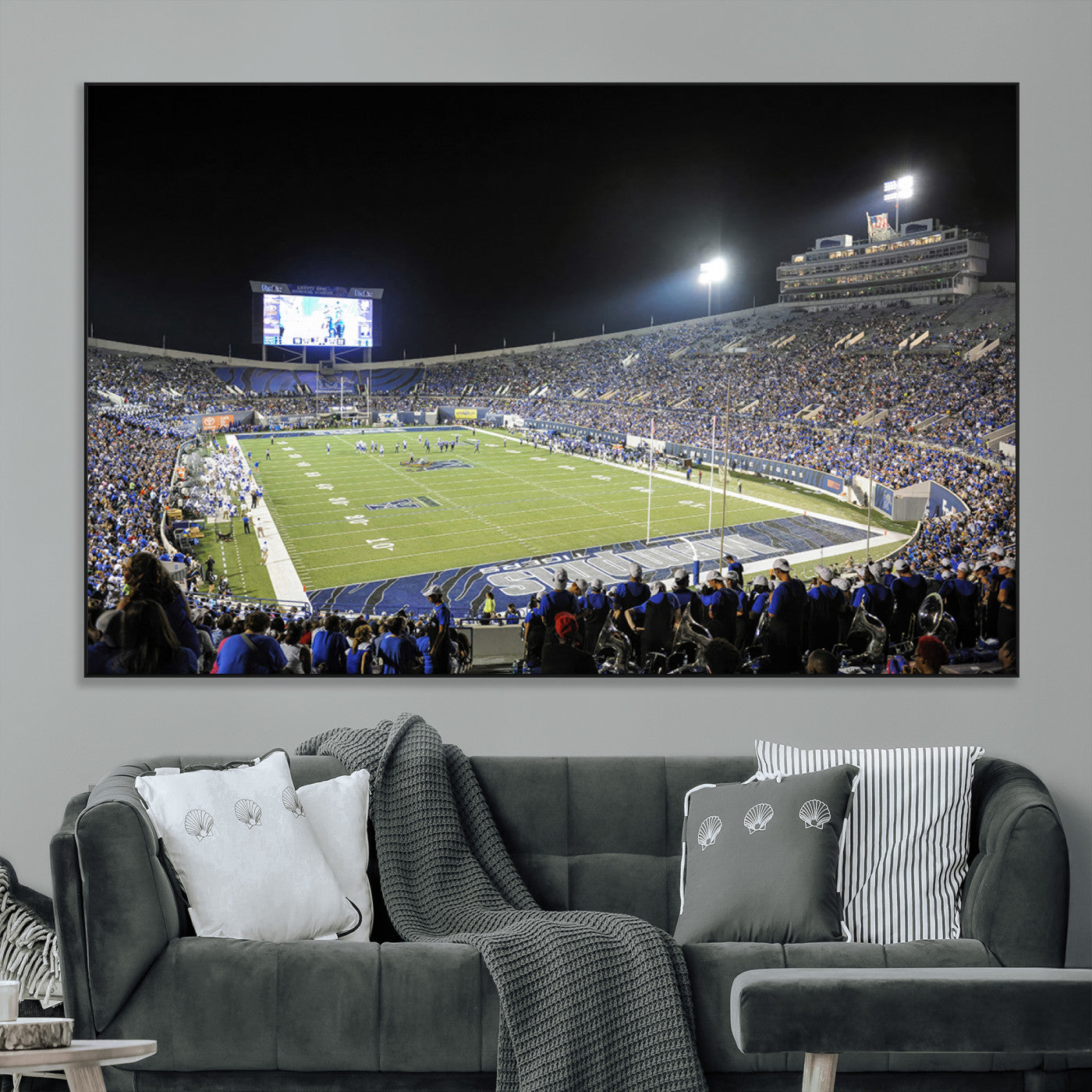 SEG-FC-51X34_Oversize - University of Memphis Tigers Football Team Print - Memphis Simmons Bank Liberty Stadium Wall Art