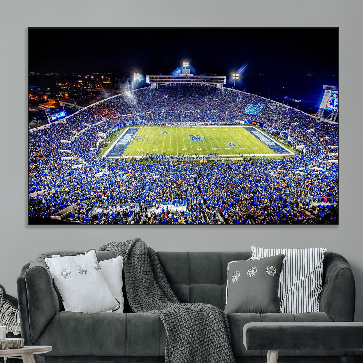 SEG-FC-51X34_Oversize - University of Memphis Tigers Football Team Print - Memphis Simmons Bank Liberty Stadium Wall Art