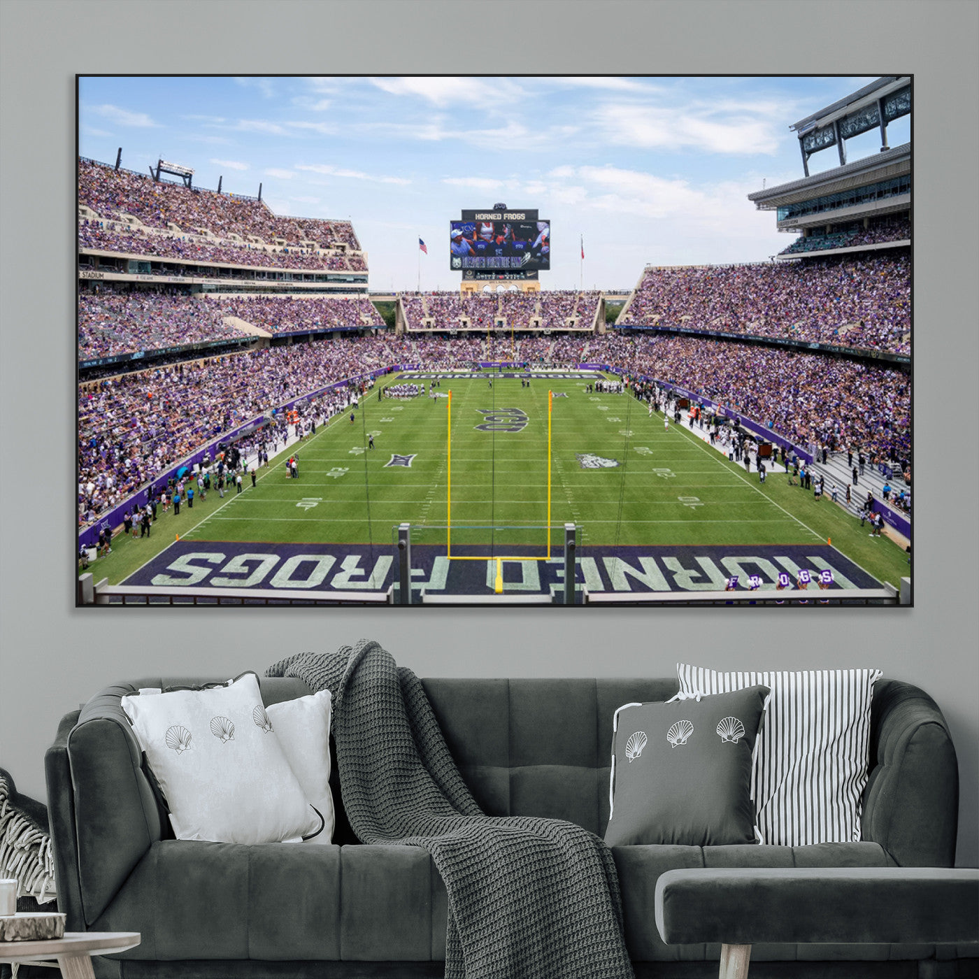 SEG-FC-51X34_Oversize - TCU Horned Frogs Football Team Print - Fort Worth Amon G. Carter Stadium Wall Art Canvas Print