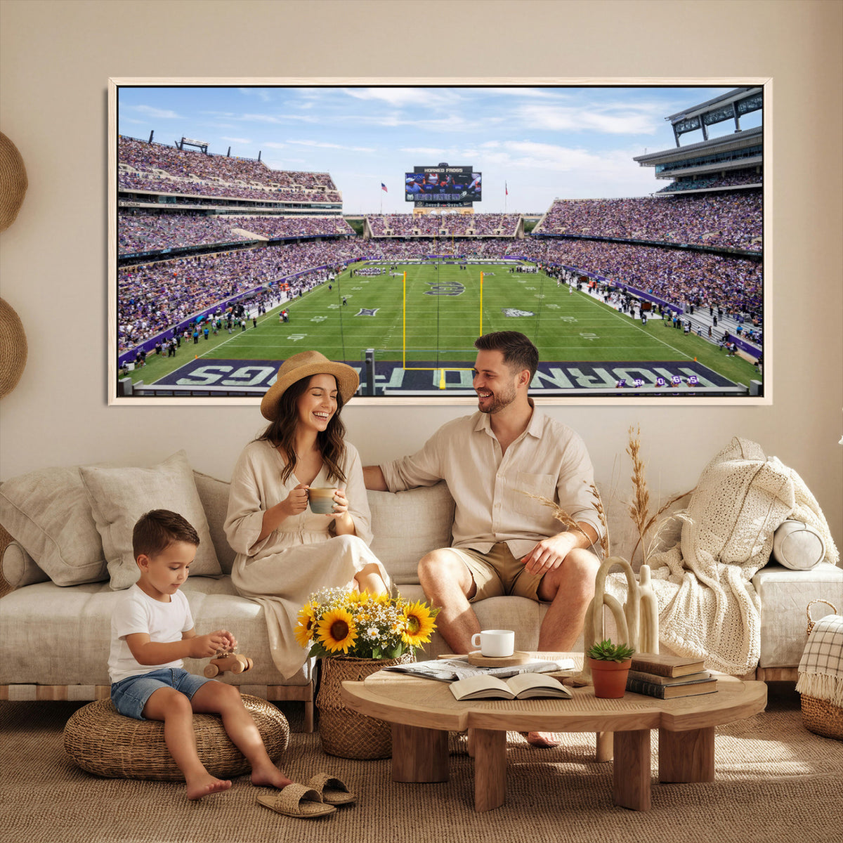 27650-PAN-FL-20X10 - TCU Horned Frogs Football Team Print - Fort Worth Amon G. Carter Stadium Wall Art Canvas Print