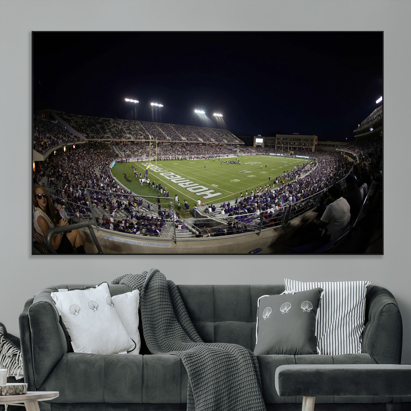 SEG-FC-51X34_Oversize - TCU Horned Frogs Football Team Print - Fort Worth Amon G. Carter Stadium Wall Art Canvas Print.