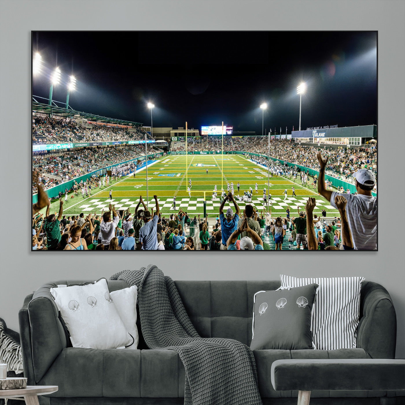 SEG-FC-51X34_Oversize - The Tulane University Green Wave Football Team Print - New Orleans Yulman Stadium Wall Art Canvas