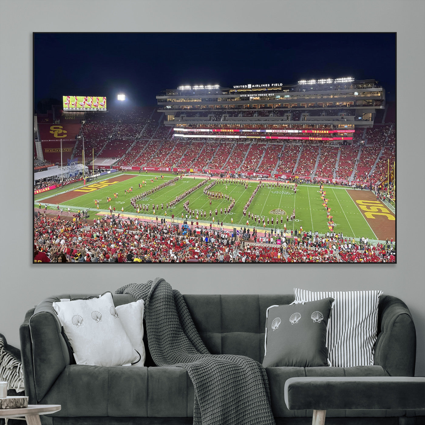 SEG-FC-51X34_Oversize - The University of Southern California USC Trojans Football Team Print - Los Angeles Memorial