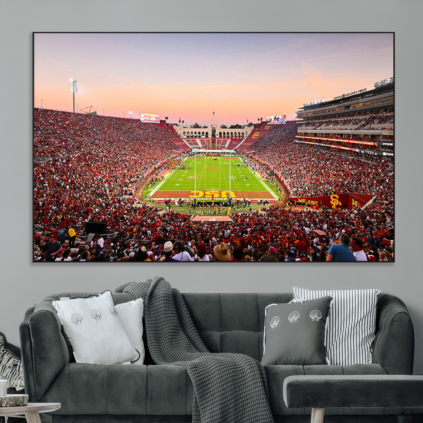 SEG-FC-51X34_Oversize - The University of Southern California USC Trojans Football Team Print - Los Angeles Memorial