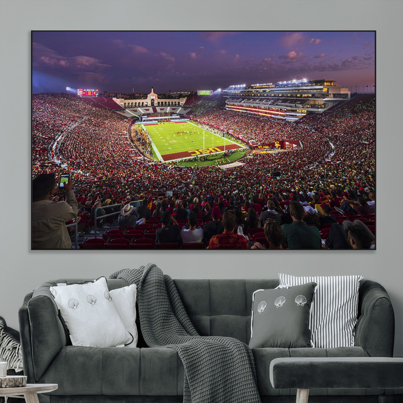 SEG-FC-51X34_Oversize - The University of Southern California USC Trojans Football Team Print - Los Angeles Memorial