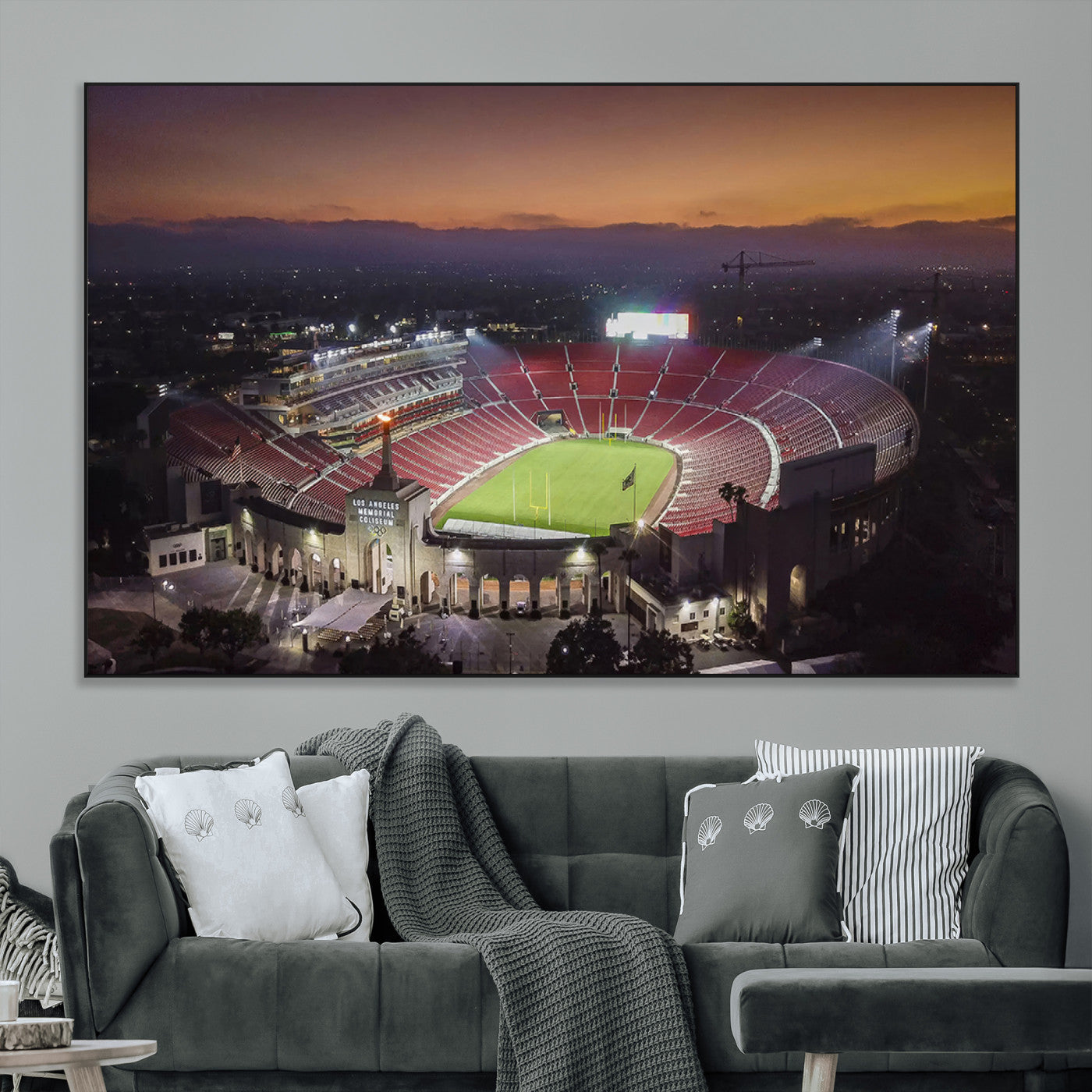 SEG-FC-51X34_Oversize - The University of Southern California USC Trojans Football Team Print - Los Angeles Memorial