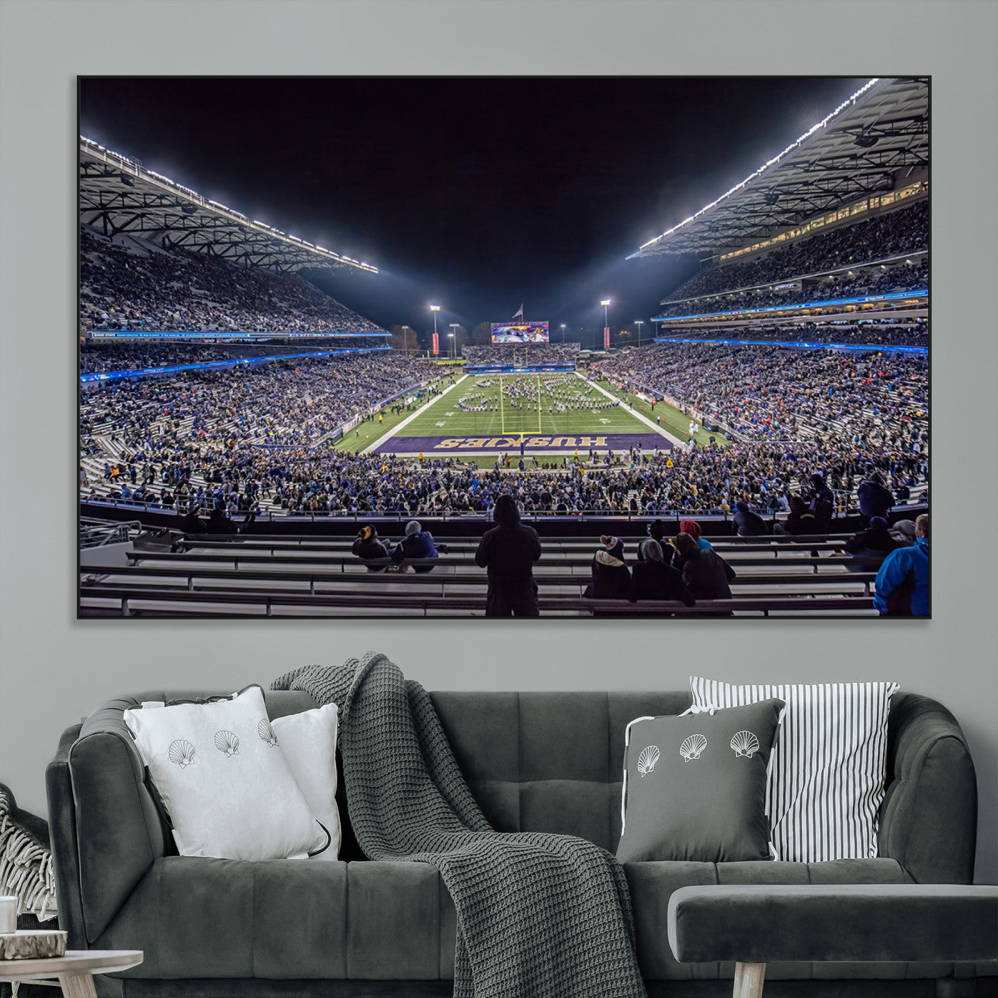 SEG-FC-51X34_Oversize - The University of Washington Huskies Football Team Print - Seattle Husky Stadium Wall Art Canvas