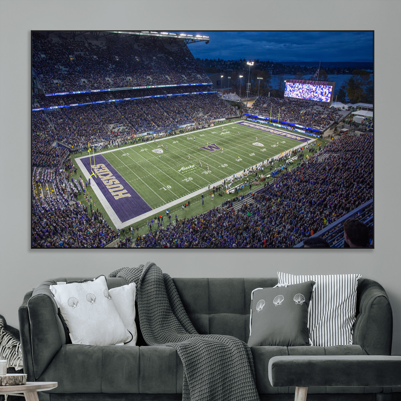 SEG-FC-51X34_Oversize - The University of Washington Huskies Football Team Print - Seattle Husky Stadium Wall Art Canvas
