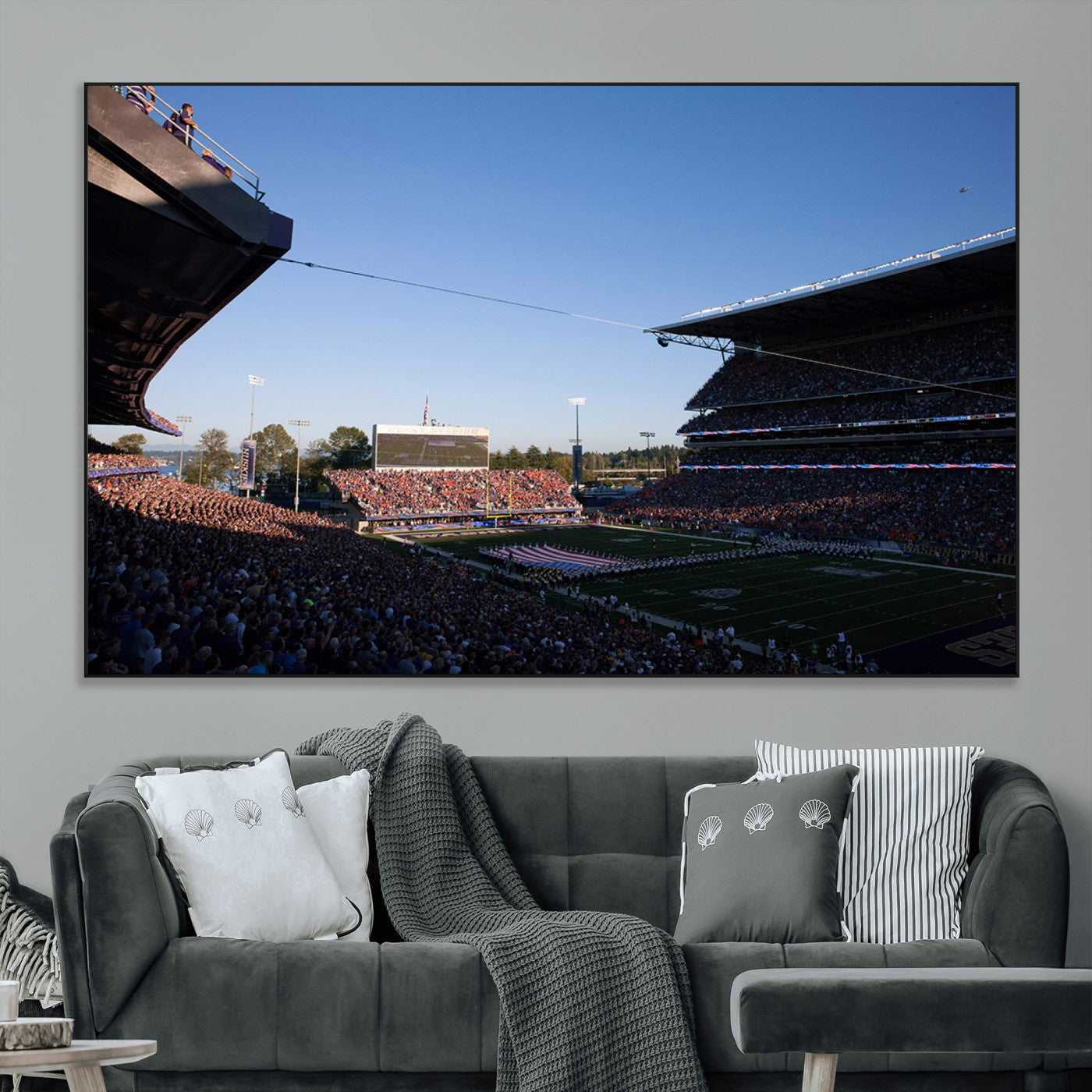 SEG-FC-51X34_Oversize - The University of Washington Huskies Football Team Print - Seattle Husky Stadium Wall Art Canvas