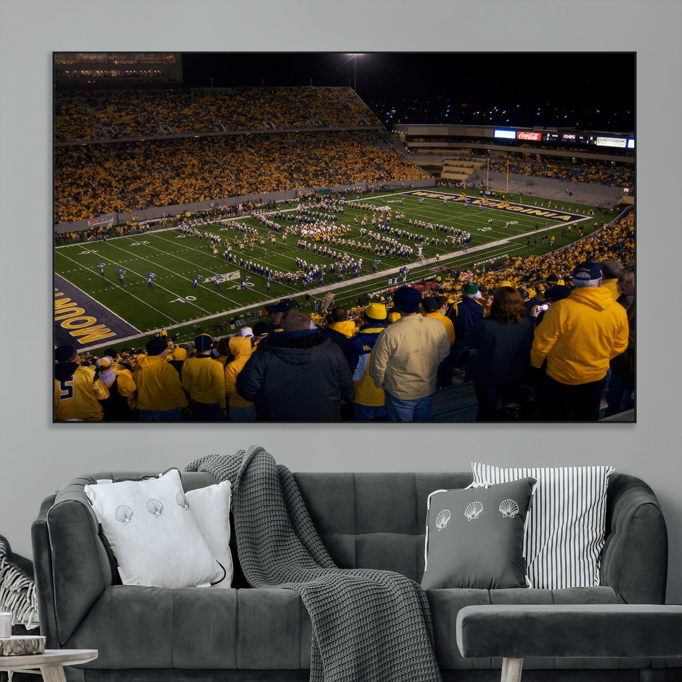 SEG-FC-51X34_Oversize - West Virginia Uni Mountaineers Football Team Print - Milan Puskar Stadium Canvas Print Wall Art,