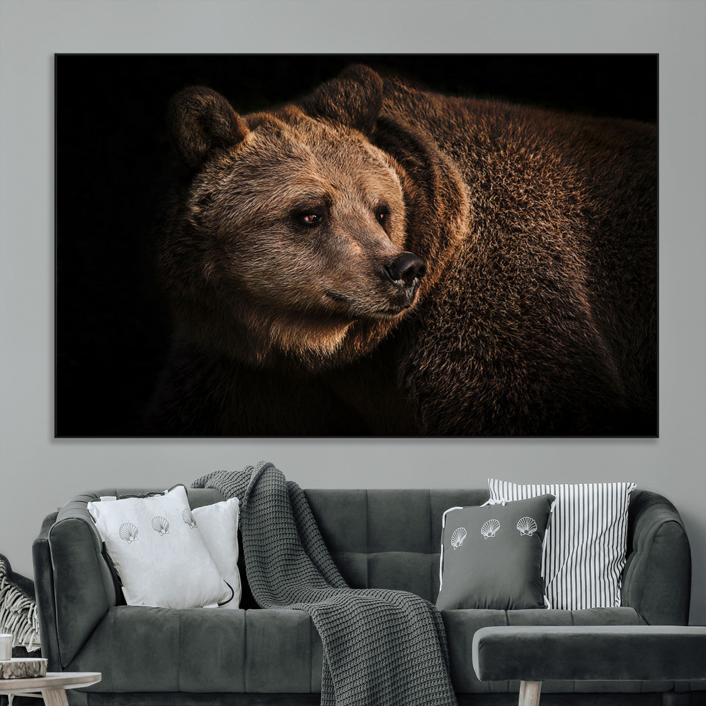SEG-FC-51X34_Oversize - Wild Grizzly 399 Bear Canvas Wall Art Print, Bear Animal Canvas Artwork Print, Black Bear Wall Art