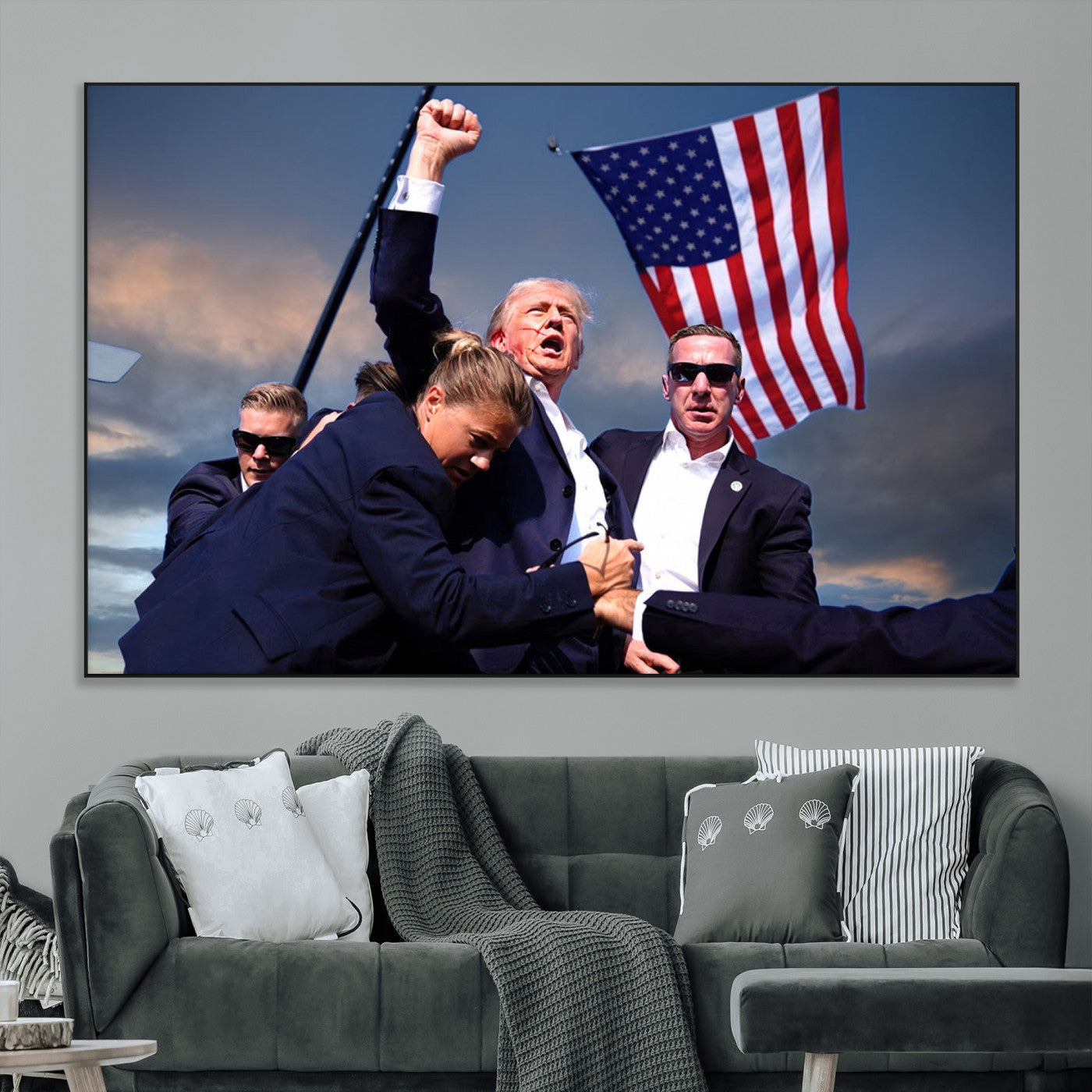 SEG-FC-51X34_Oversize - Donald Trump Assassination Attempt Wall Art Print, Trump Historic Footage - Iconic Reaction by Trump