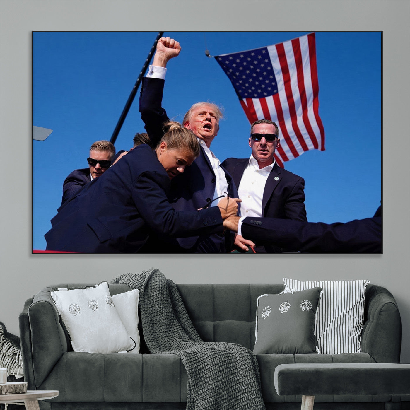 SEG-FC-51X34_Oversize - Donald Trump Assassination Attempt Wall Art Print, Trump Historic Footage - Iconic Reaction by Trump