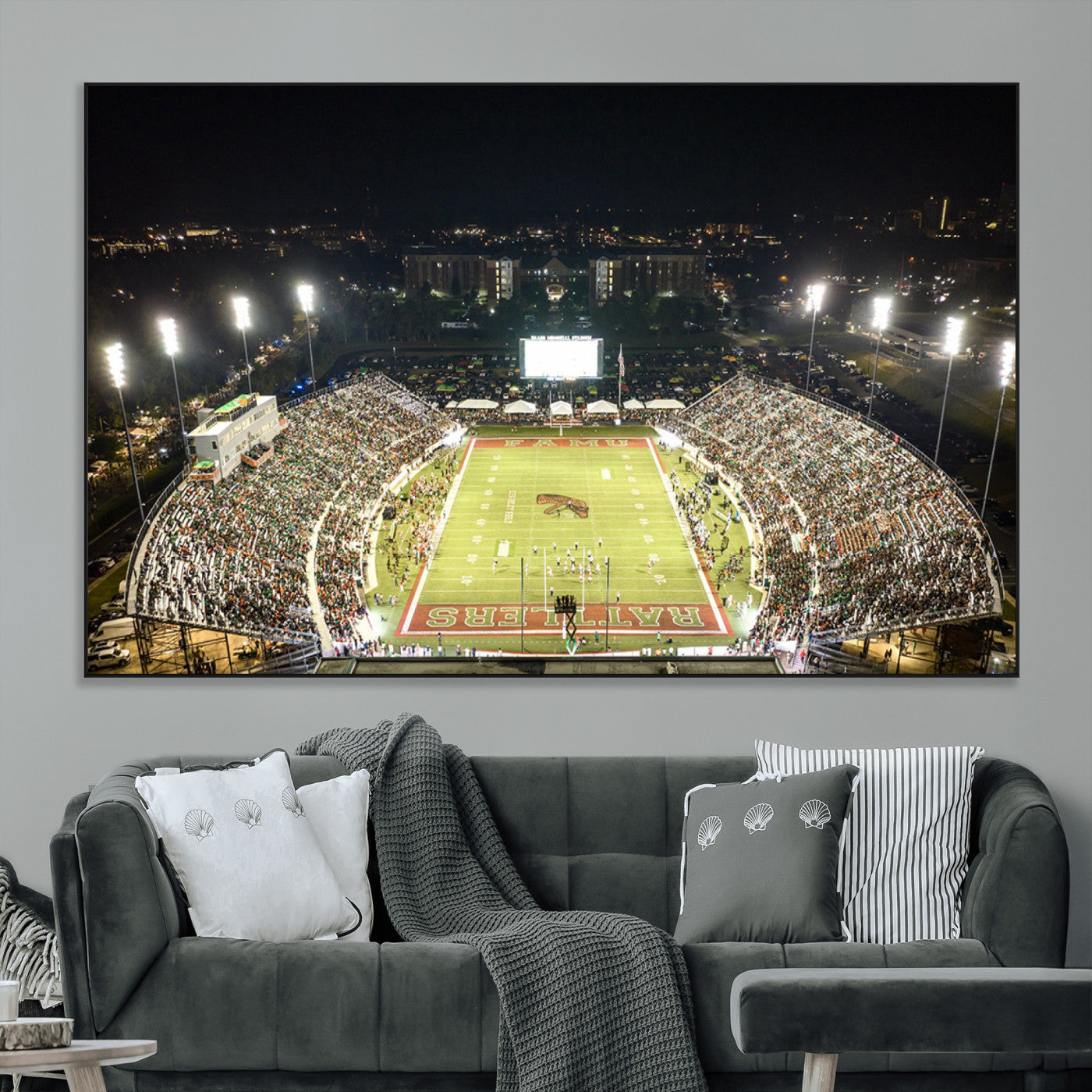 SEG-FC-51X34_Oversize - Florida A&M Rattlers Football Team Print - Tallahassee Bragg Memorial Stadium Wall Art Canvas Print