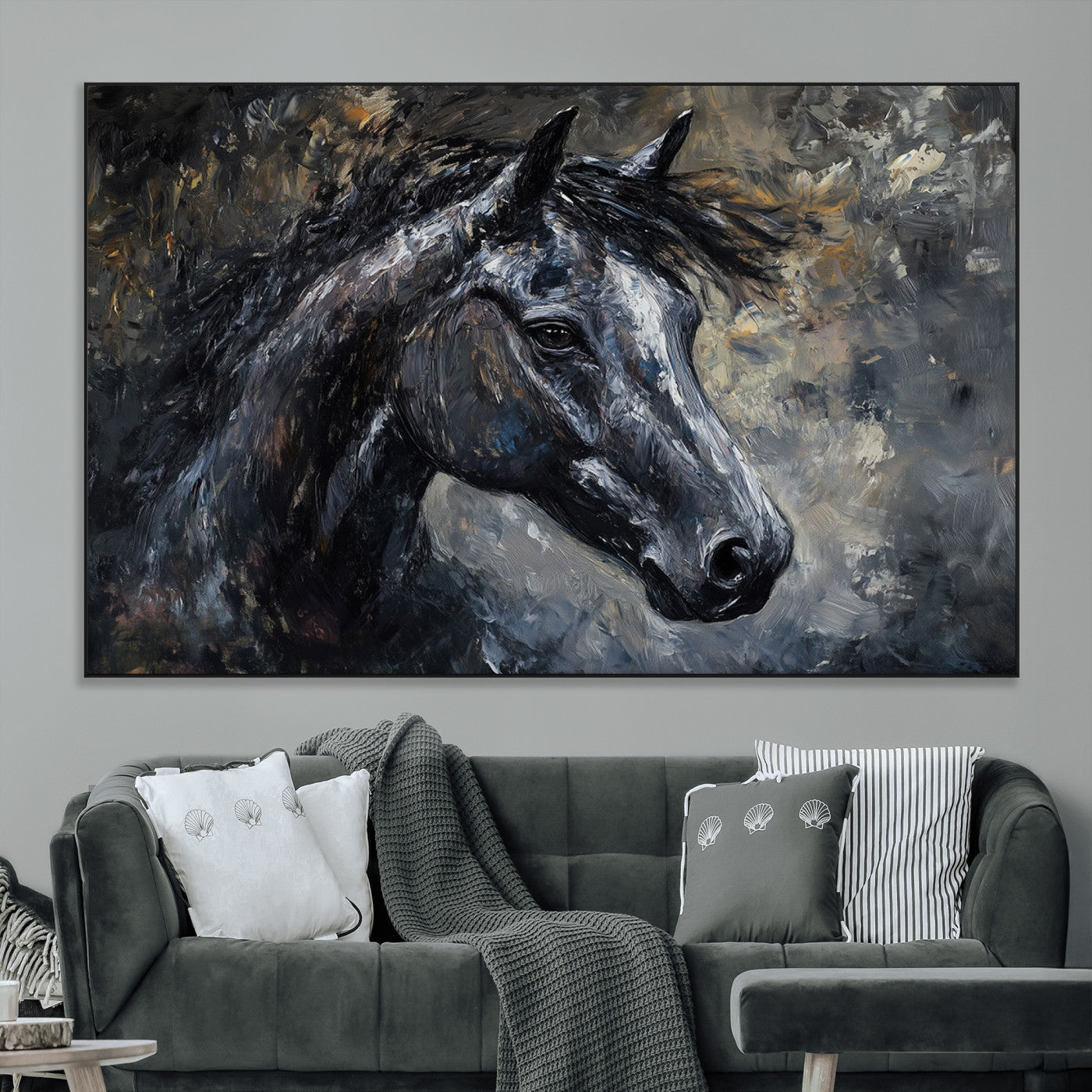 SEG-FC-51X34_Oversize - Large Abstract Horse Wall Art Canvas Print | Farmhouse Wall Decor | Rustic Horse Art | Western Cabin