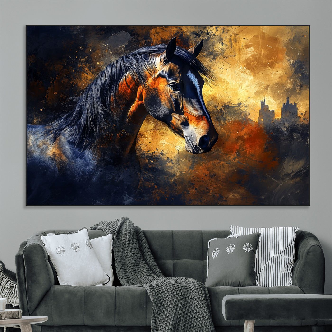SEG-FC-51X34_Oversize - Abstract Horse Art Print - Abstract Canvas Wall Art | Perfect for Rustic Farmhouse, Modern, or
