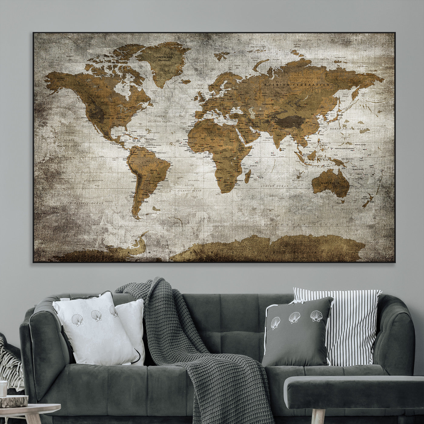 SEG-FC-51X34_Oversize - Push Pin World Map Canvas Print – Framed Wall Art for Couples to Track Their Travels – Anniversary