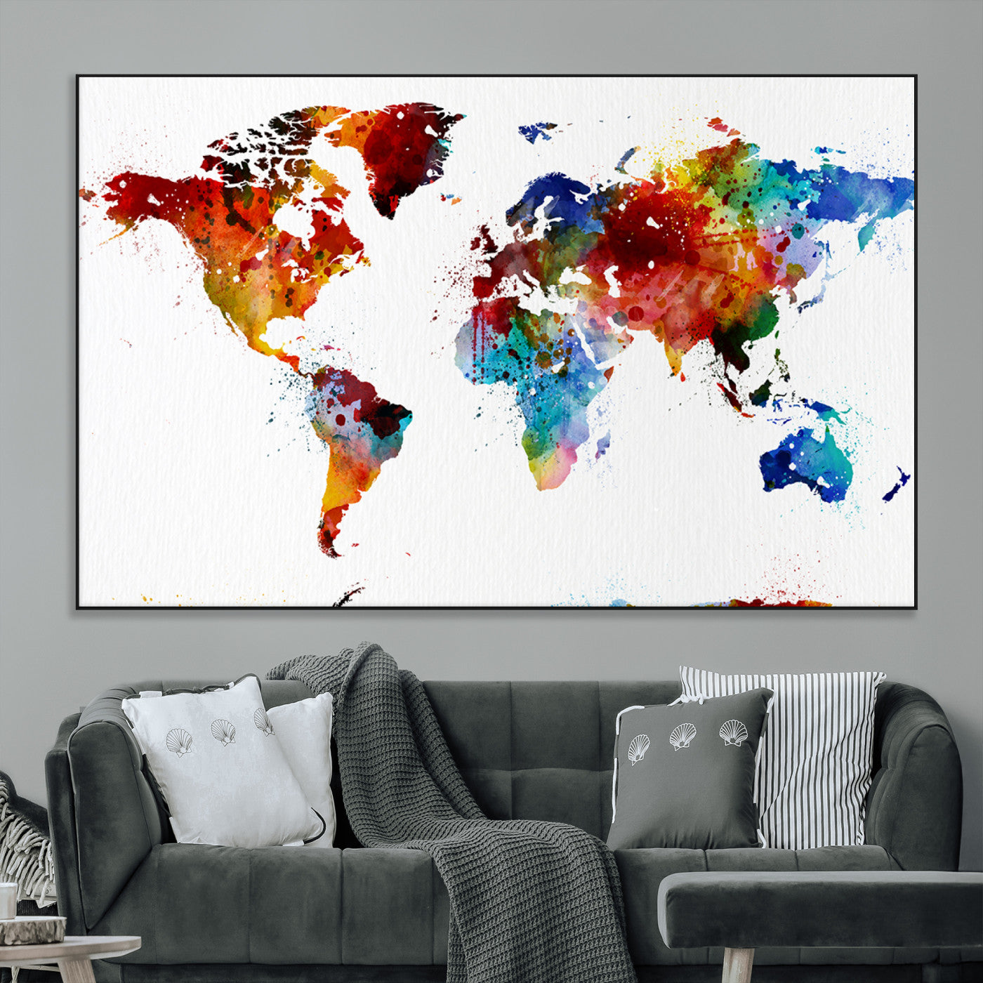 SEG-FC-51X34_Oversize - Push Pin World Map Canvas Print – Framed Wall Art for Couples to Track Their Travels – Anniversary