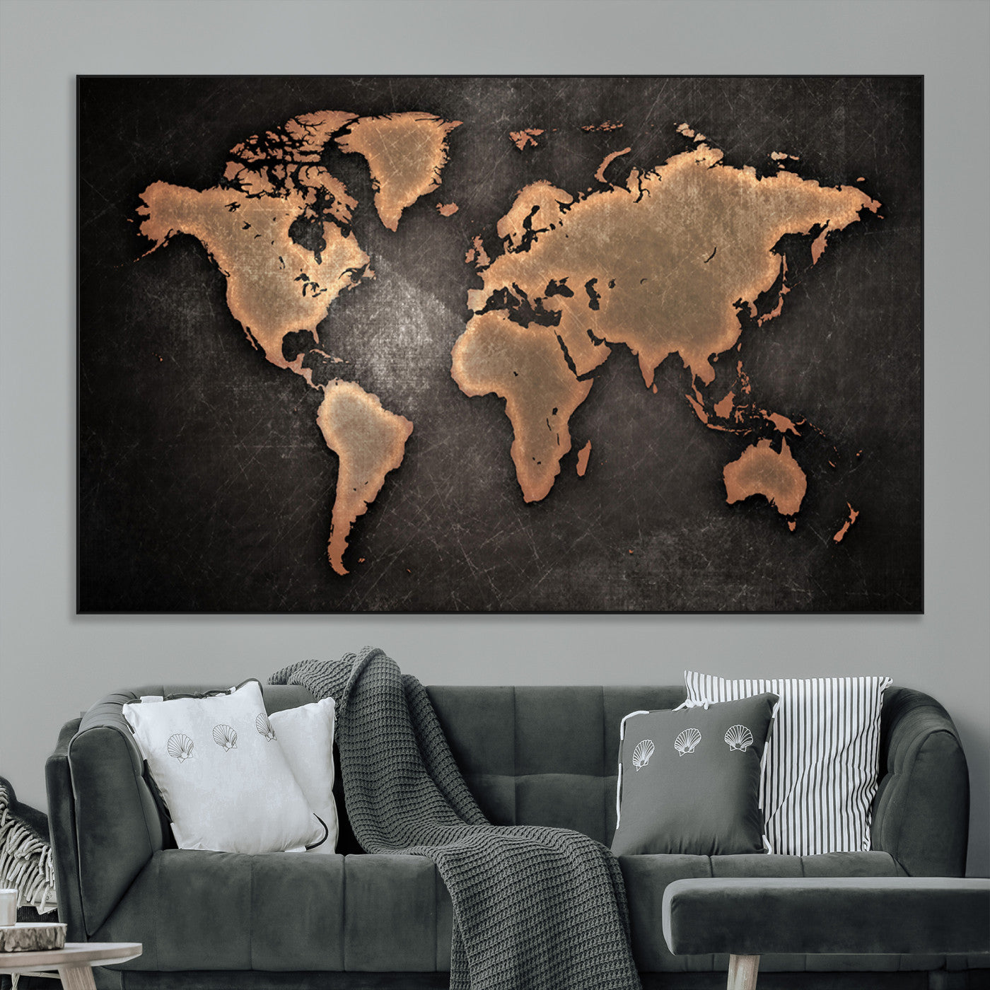 SEG-FC-51X34_Oversize - Push Pin World Map Canvas Print – Framed Wall Art for Couples to Track Their Travels – Anniversary