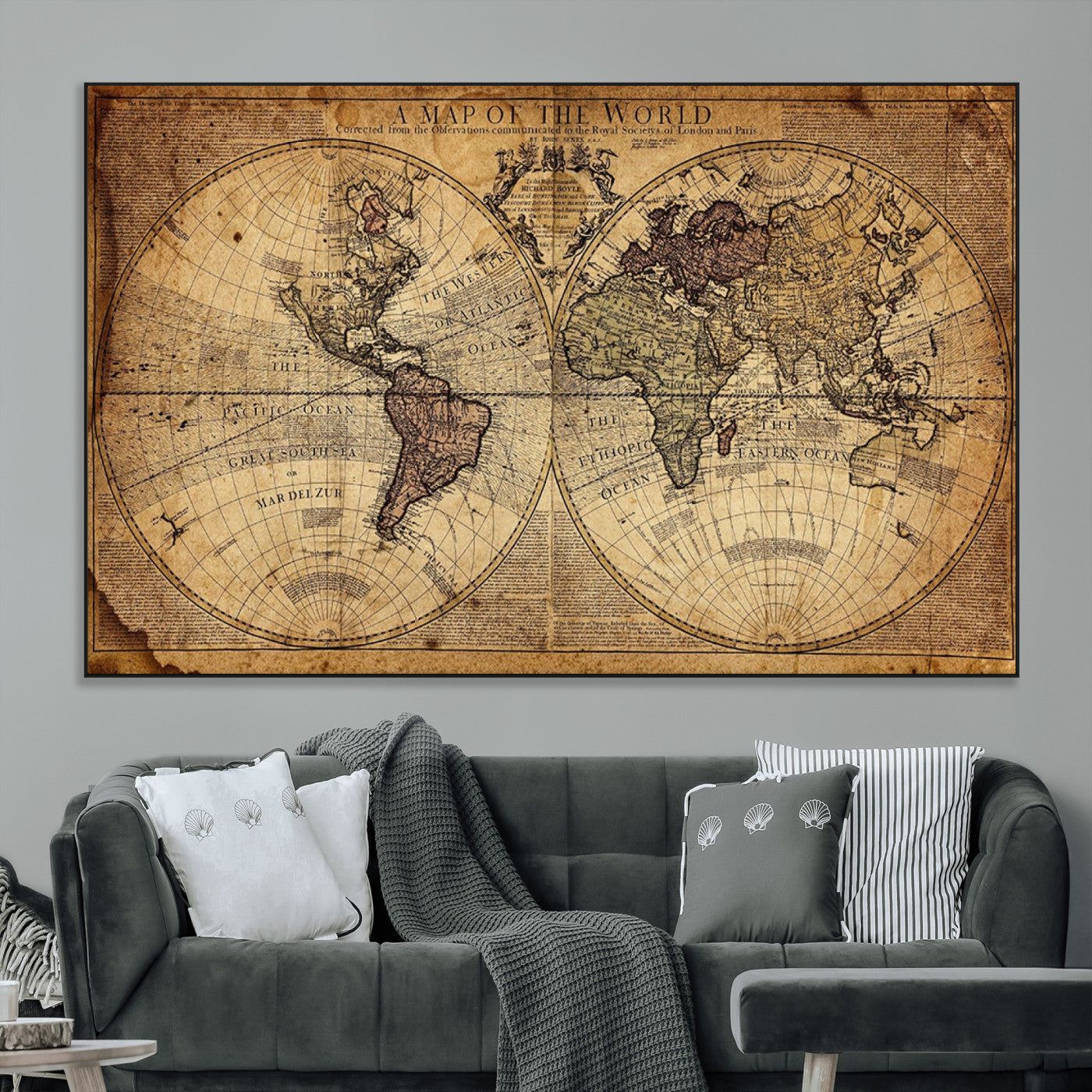 SEG-FC-51X34_Oversize - Push Pin World Map Canvas Print – Framed Wall Art for Couples to Track Their Travels – Anniversary