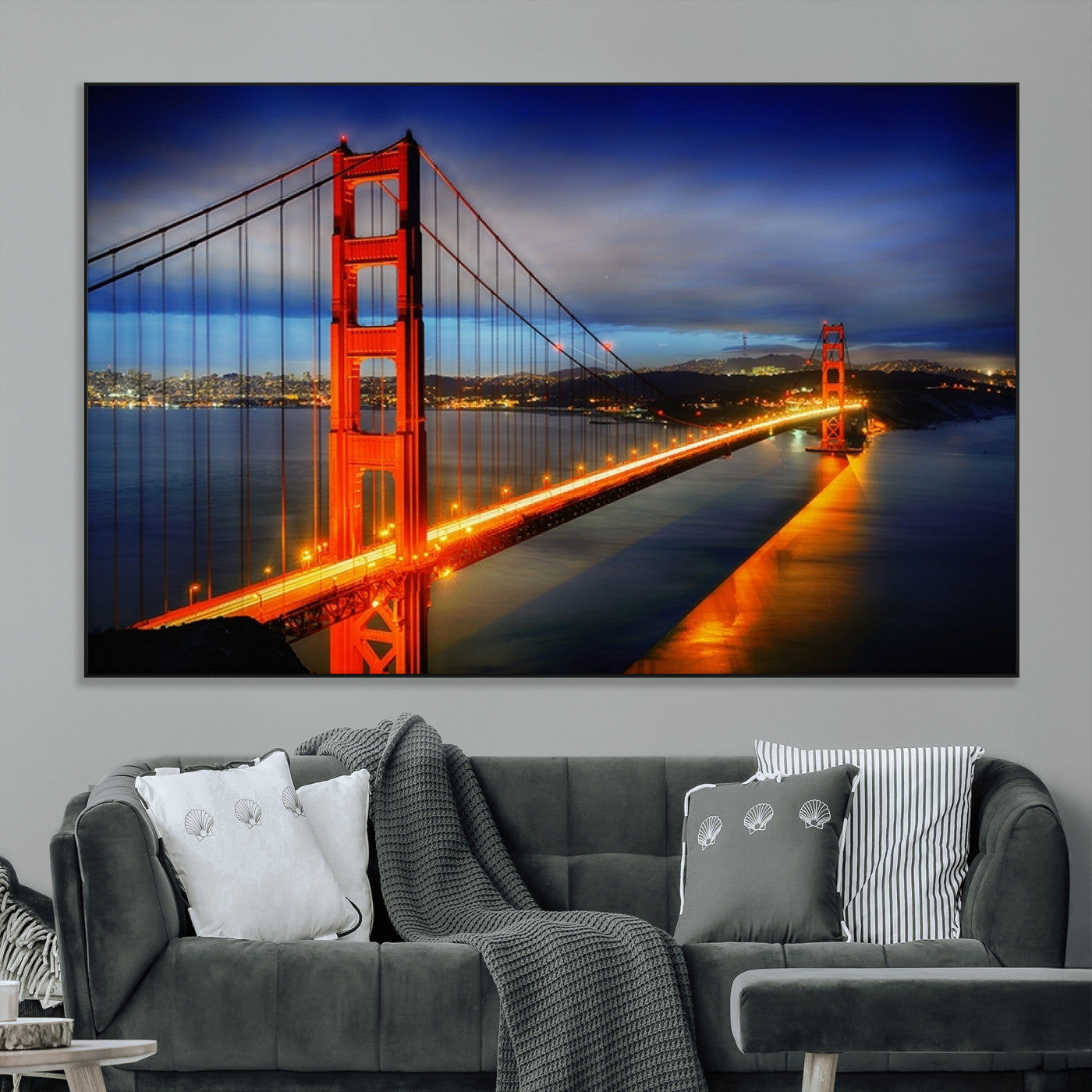 SEG-FC-51X34_Oversize - Large Wall Art San Francisco Canvas Print - Wonderful Golden Gate Bridge at Twilight