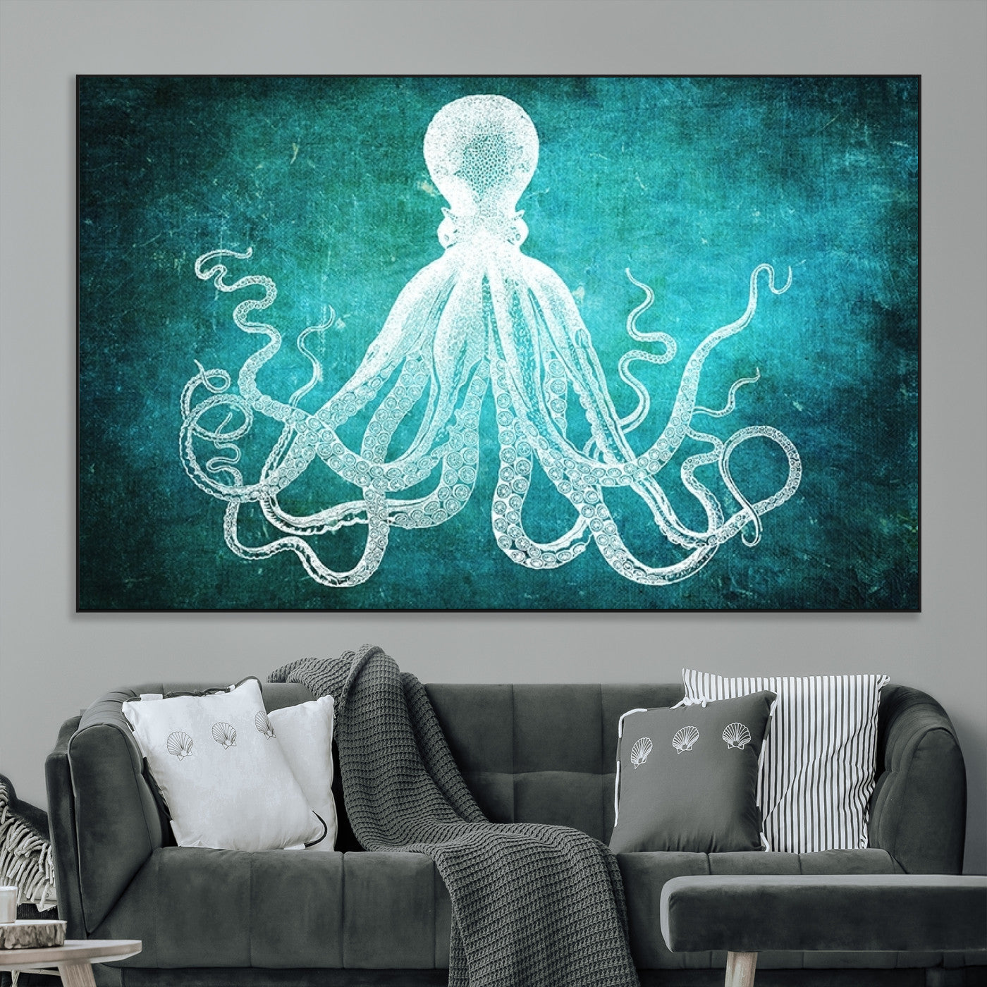 SEG-FC-51X34_Oversize - Green Octopus Abstract Wall Art Canvas Print