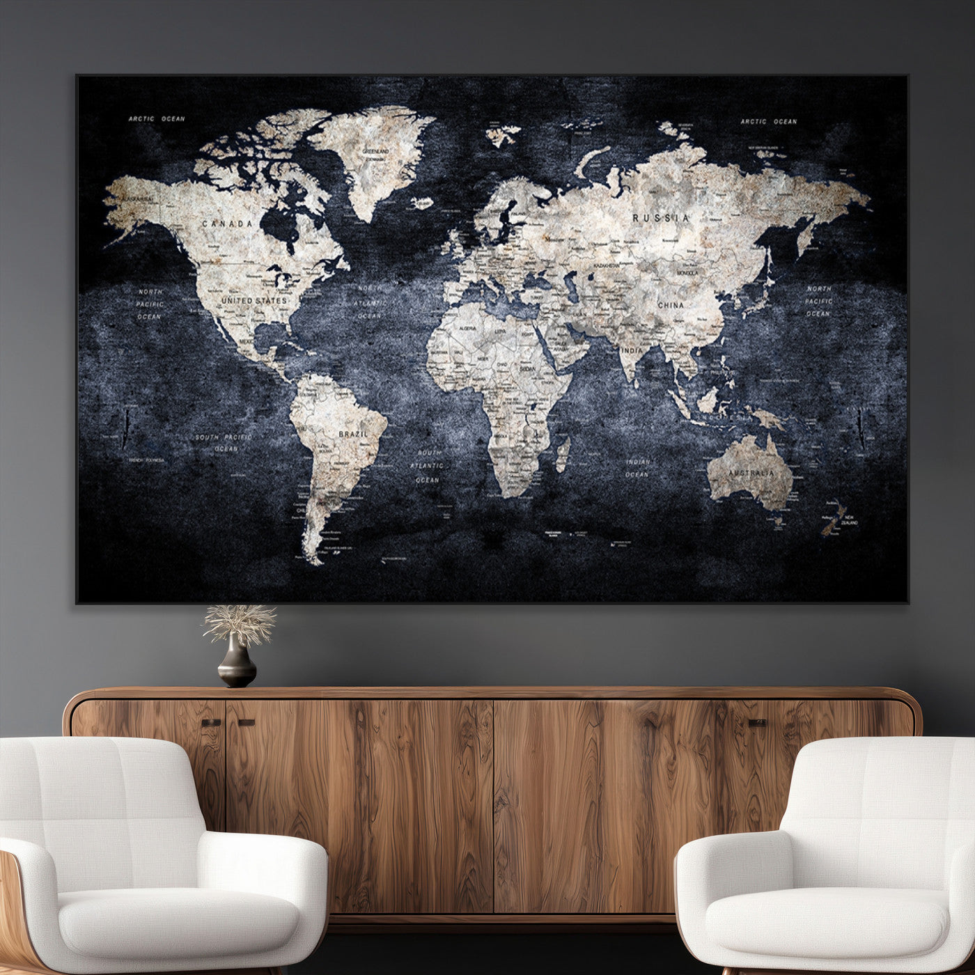 SEG-FC-51X34_Oversize - World Map Wall Art Canvas Print for Home and Office Decor