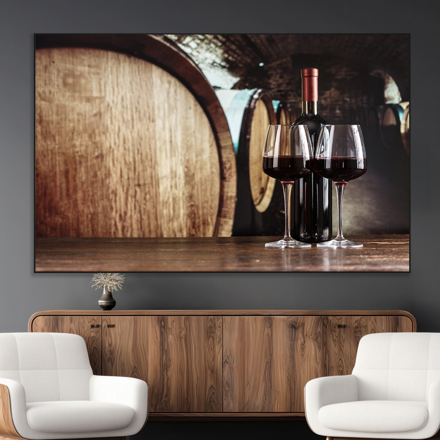 SEG-FC-51X34_Oversize - Wine and Barrel Wall Art Canvas Print