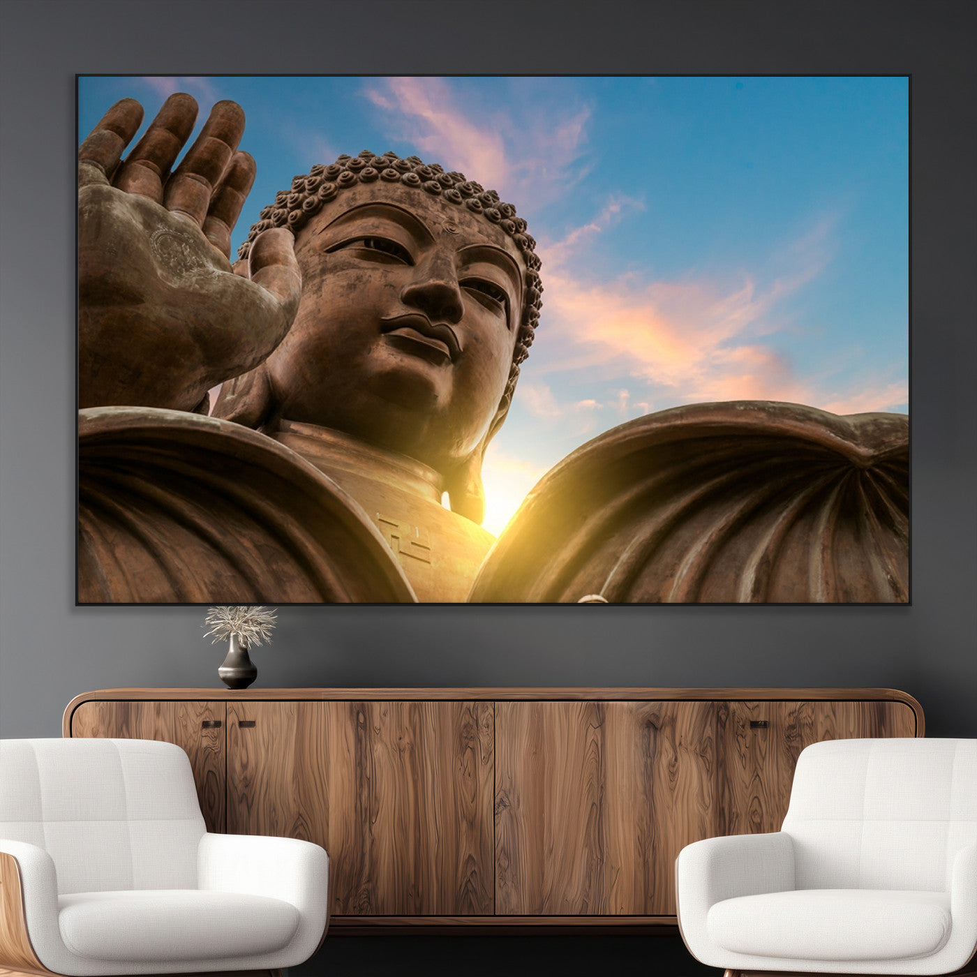 SEG-FC-51X34_Oversize - Buddha Statue and Daylight Wall Art, Buddha Statue Wall Art Canvas Print