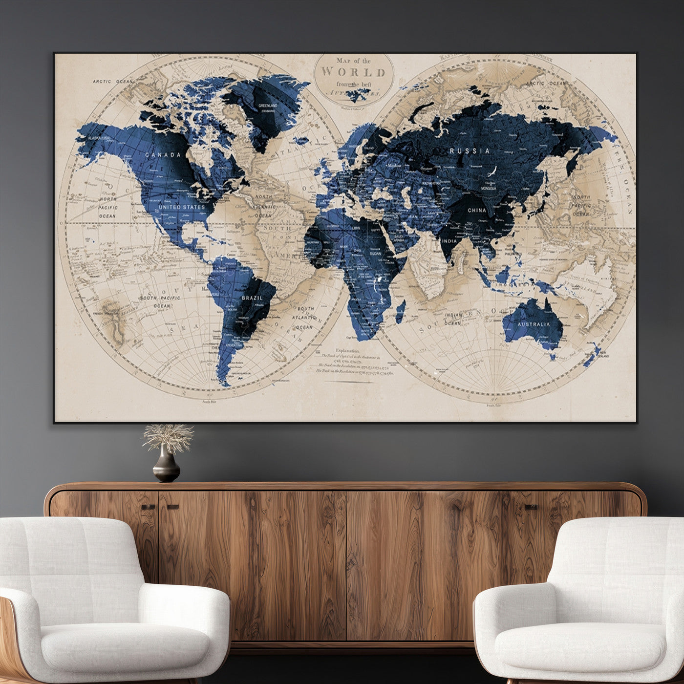 SEG-FC-51X34_Oversize - World Map Wall Art Canvas Print for Home and Office Decor