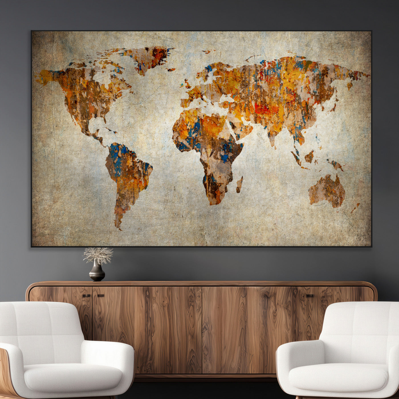 SEG-FC-51X34_Oversize - Push Pin World Map Canvas Print – Framed Wall Art for Couples to Track Their Travels – Anniversary