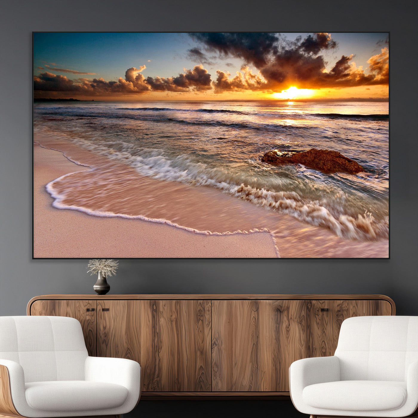 SEG-FC-51X34_Oversize - Sunset on Ocean Wall Art Canvas Print