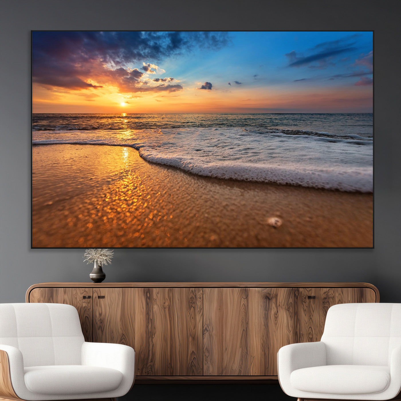 SEG-FC-51X34_Oversize - Sunset and Beach at Night Wall Art Canvas Print