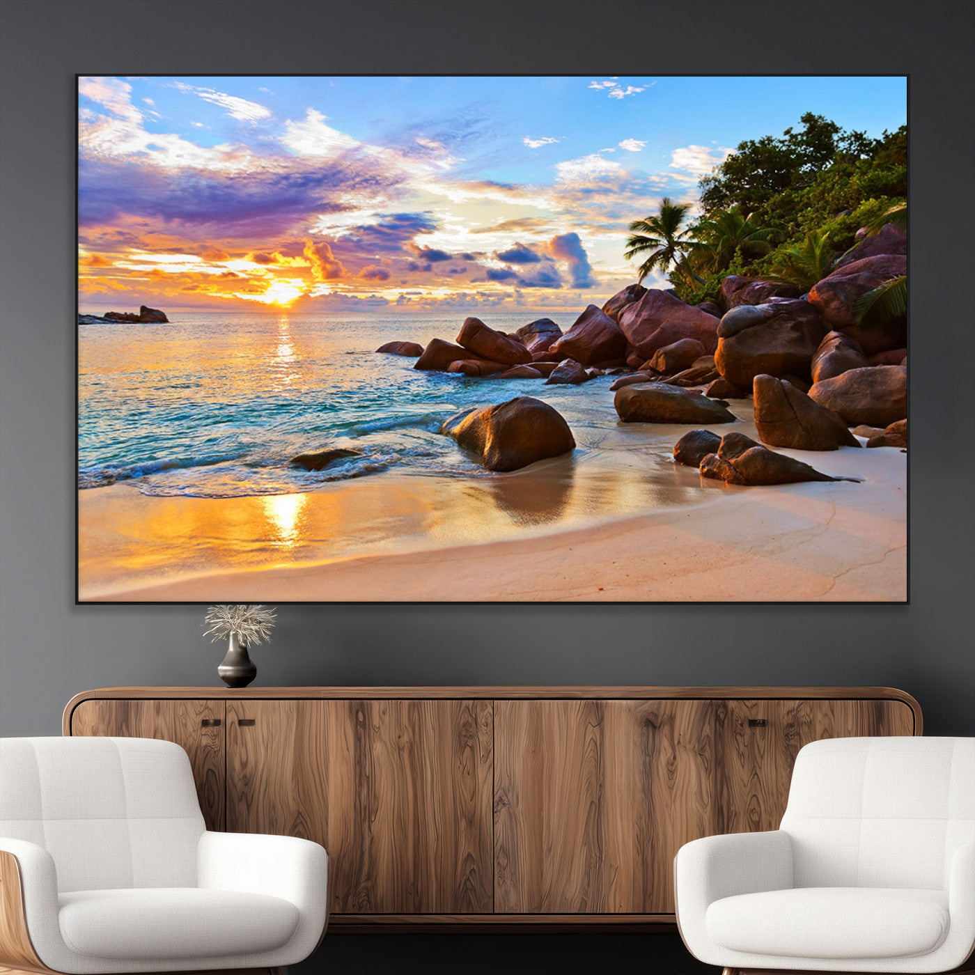 SEG-FC-51X34_Oversize - Tropical Island Beach Sunset Canvas Print