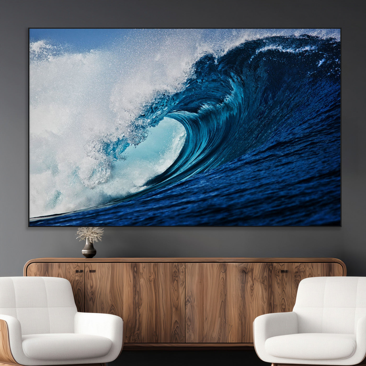 SEG-FC-51X34_Oversize - Ocean Wave at Sunset Canvas Art, Large Wall Print of Vibrant Water Waves, Coastal Art for Living