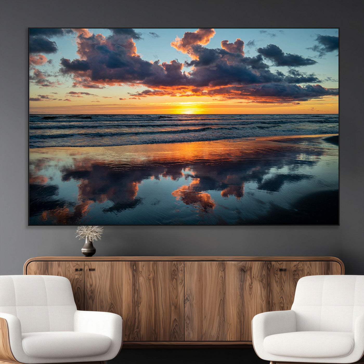 SEG-FC-51X34_Oversize - Cloudy Weather At The Beach Wall Art Canvas Print