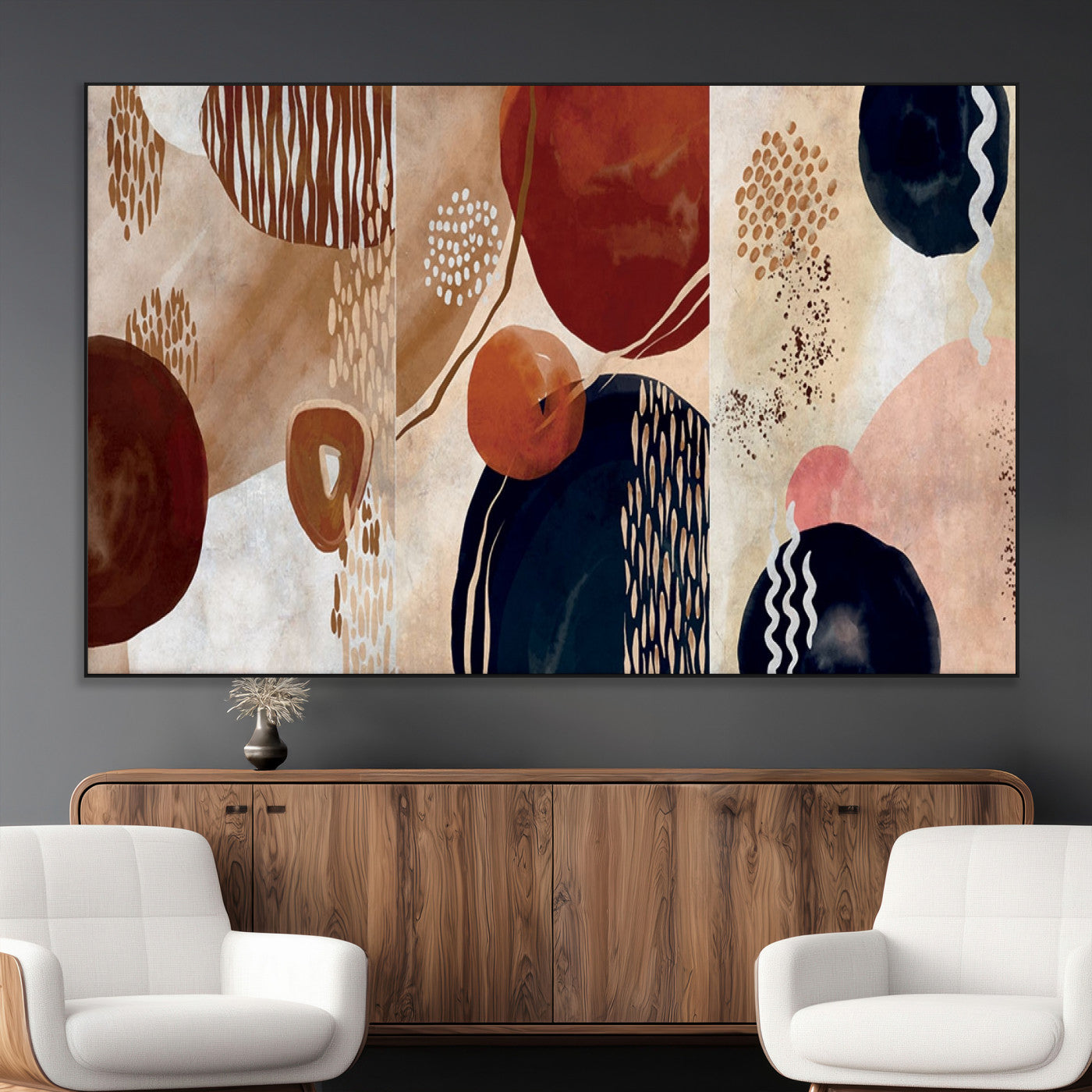 SEG-FC-51X34_Oversize - Boho Wall Art Canvas Print Set Mid-Century Prints Bohemian Wall Artwork Prints Boho Neutral