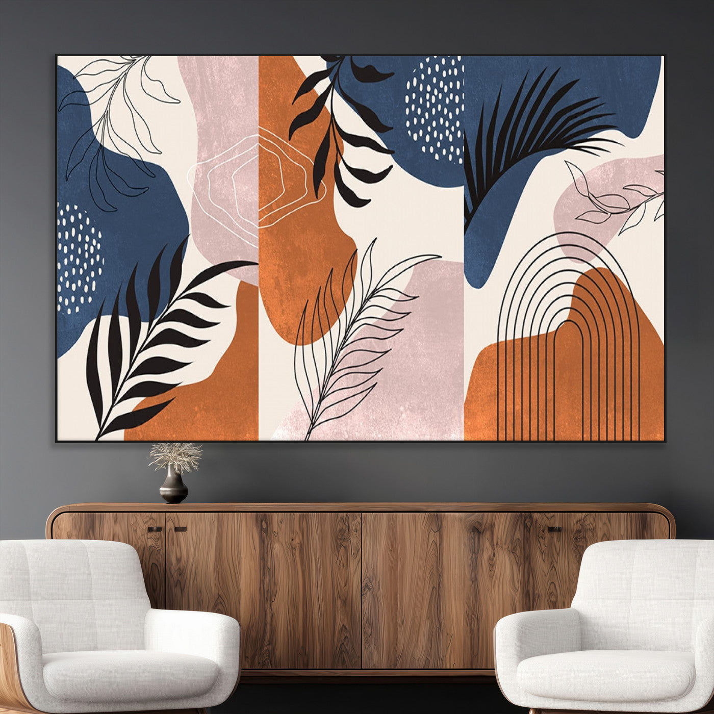 SEG-FC-51X34_Oversize - Boho Wall Art Canvas Print Set Mid-Century Prints Bohemian Wall Artwork Prints Boho Neutral,